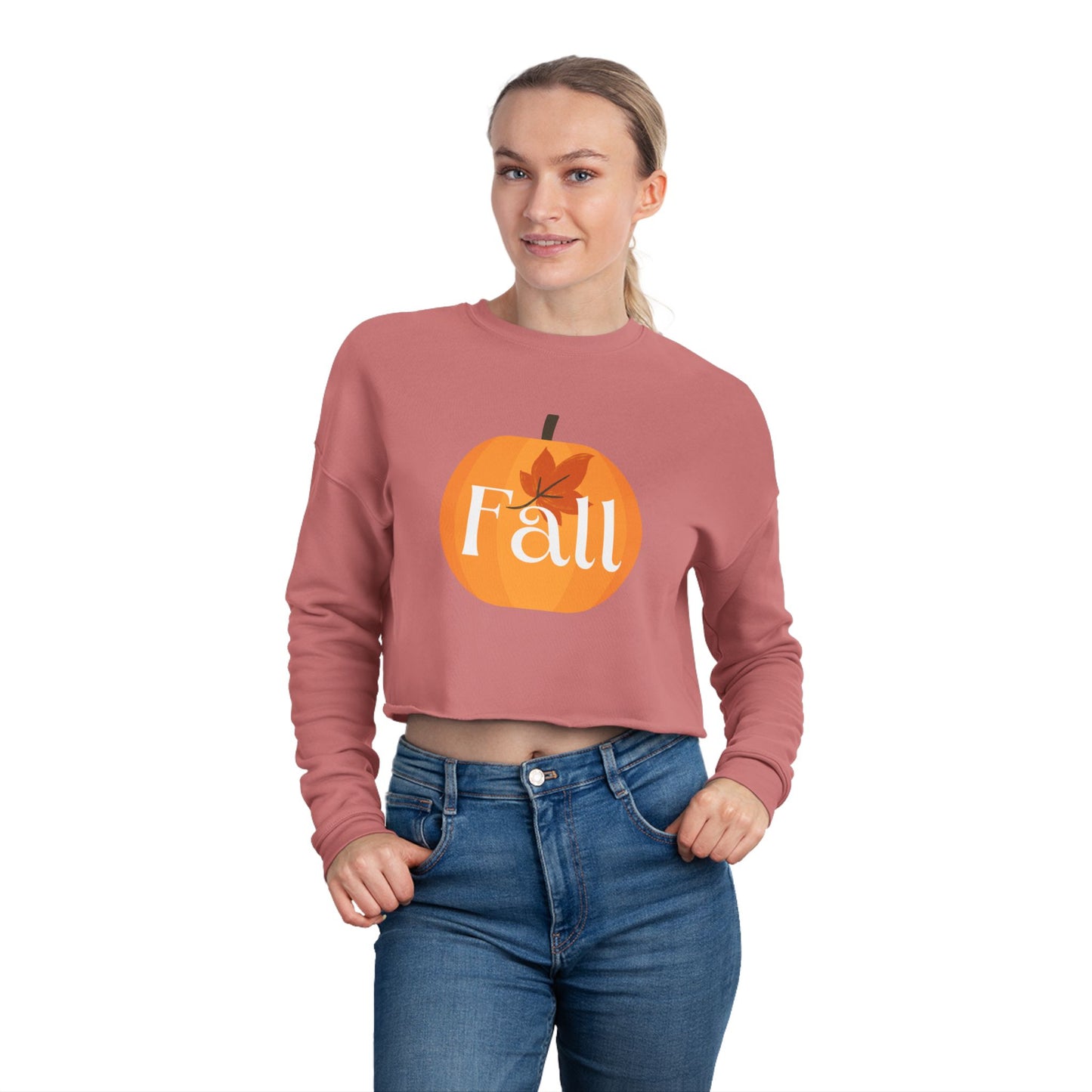 Fall Pumpkin Women's Cropped Sweatshirt, Cozy Sweatshirt, Autumn Fashion, Cute Fall Sweater, Seasonal Apparel, Gift for Her