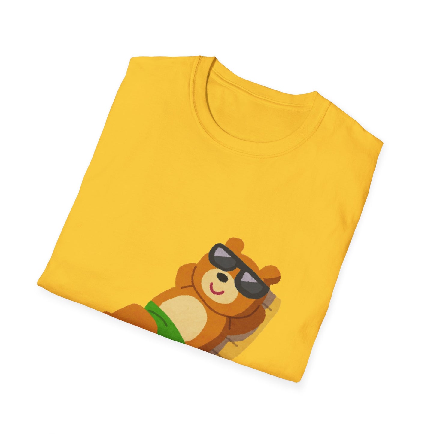 Chillin' Bear Unisex Softstyle T-Shirt | Relaxing Summer Tee, Cute Gift for Nature Lovers, Lazy Days, Beach Vibes, Fun Casual Wear