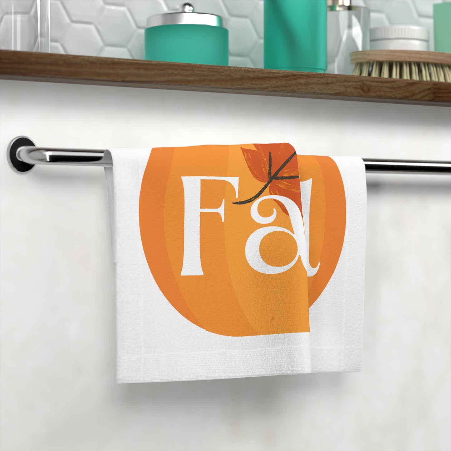 Fall-Themed Face Towel, Seasonal Bathroom Decor, Autumn Gift, Pumpkin Towel, Kitchen Towels, Cozy Home Accessory