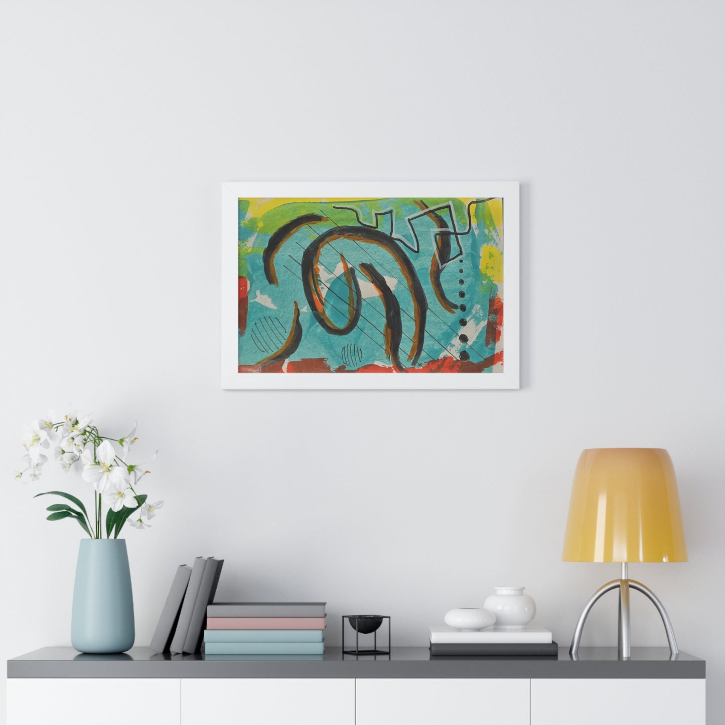 Poster Artwork Turquoise Abstract Brushstroke