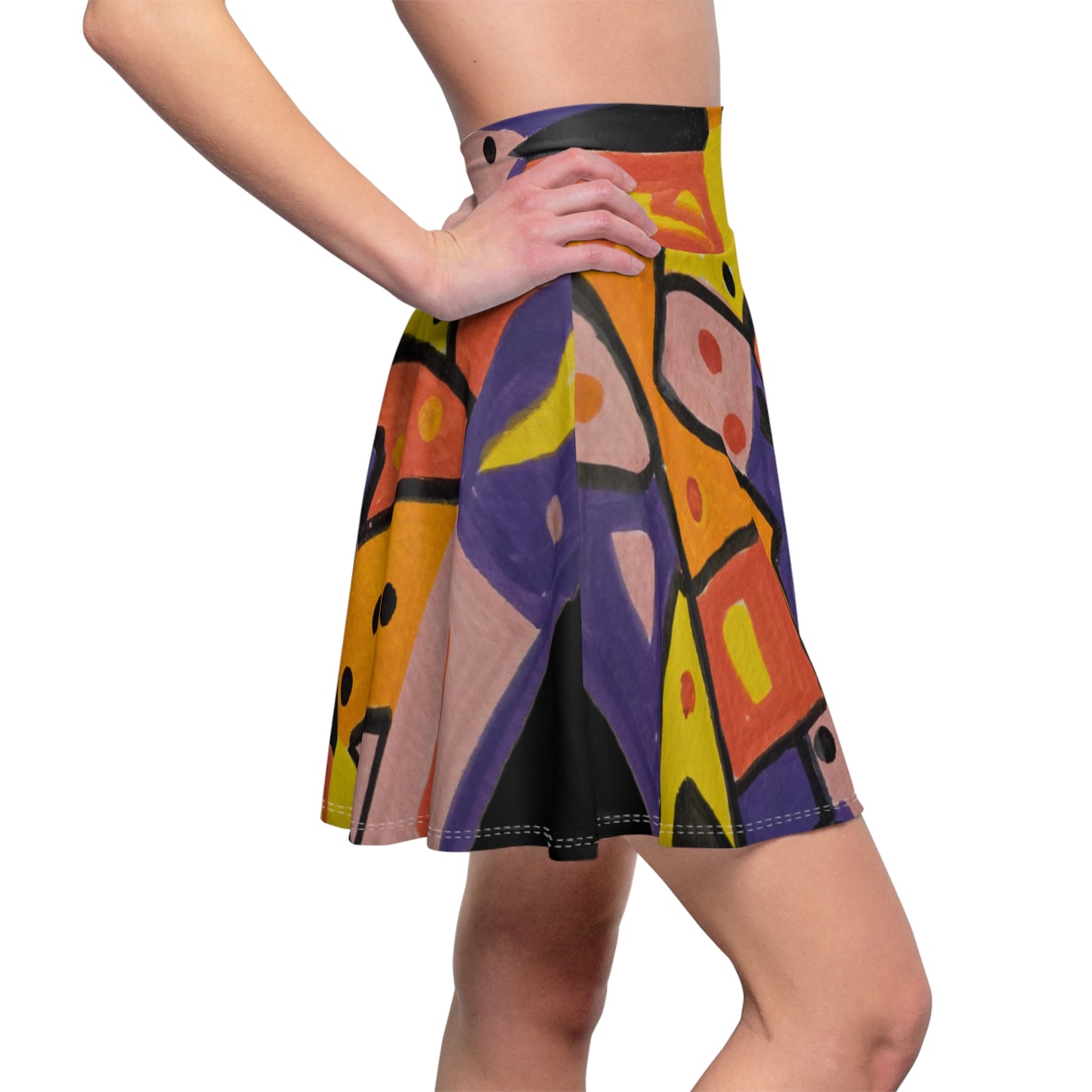 Skater Skirt - Festive Mood Abstract Design - Hand Painted