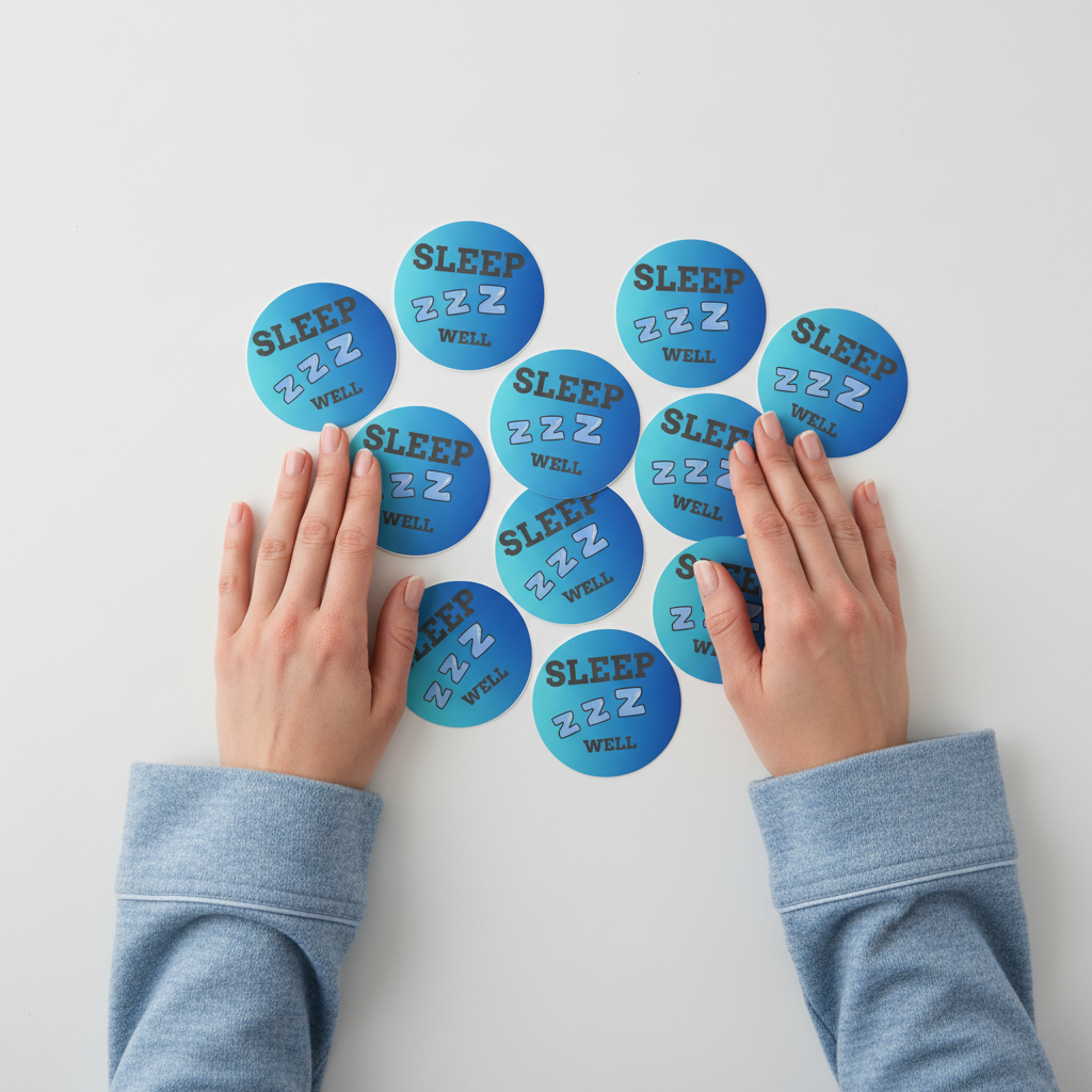 Sleep Well Round Vinyl Stickers, Relaxation Decor, Bedroom Essentials, Gift for Sleep Lovers, Dorm Room Accessories