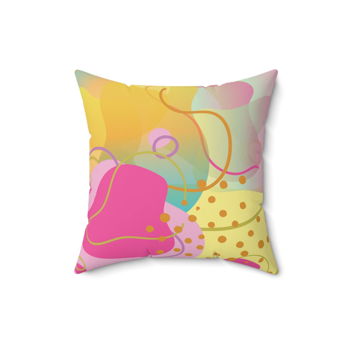 Square Pillow - Fun Irregular Abstract Shapes in Pink, Purple, and Light Green - Perfect for Girls Room