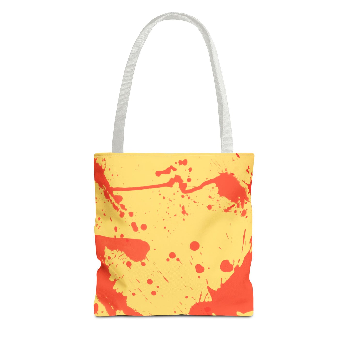 Paint Splatter Tote Bag Red and Yellow Cheerful Design