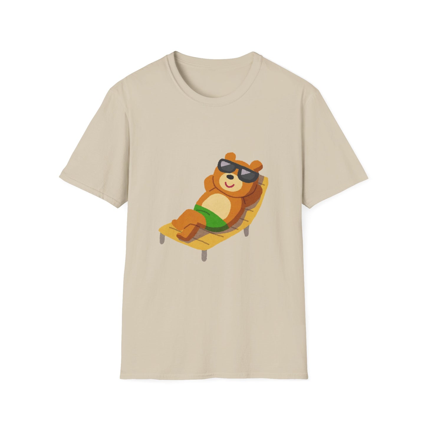 Chillin' Bear Unisex Softstyle T-Shirt | Relaxing Summer Tee, Cute Gift for Nature Lovers, Lazy Days, Beach Vibes, Fun Casual Wear