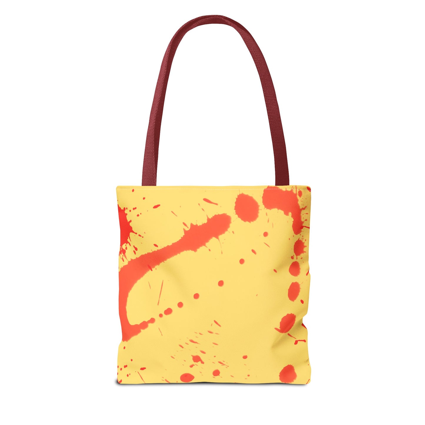 Paint Splatter Tote Bag Red and Yellow Cheerful Design