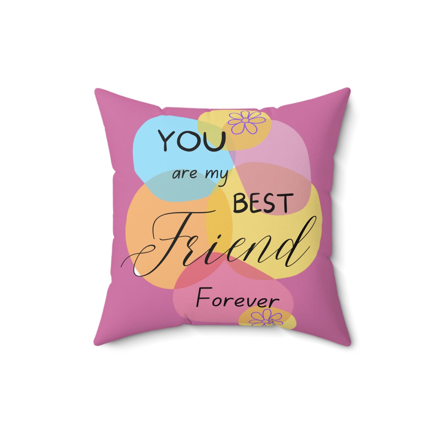 Square Pillow - Best Friend Forever Comfy Pillow - Bright and Happy Colors - Whimsical and Aesthetic Art