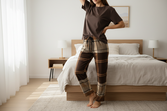 Black and Gold Plaid Pajama Pants