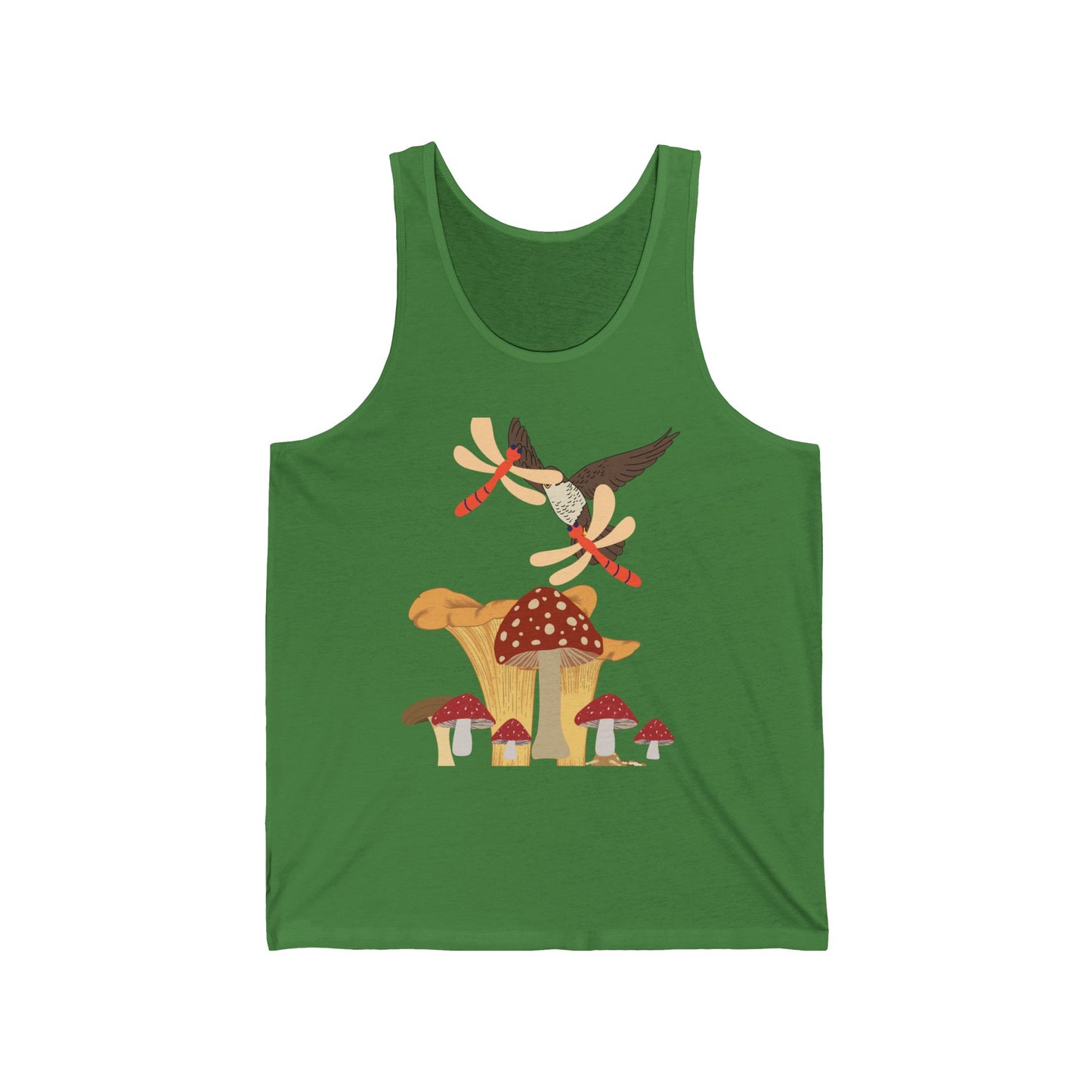 Whimsical Nature Unisex Jersey Tank, Summer Style, Floral Gift, Outdoor Adventure Tee, Mushroom Art Apparel, Nature Lover Shirt