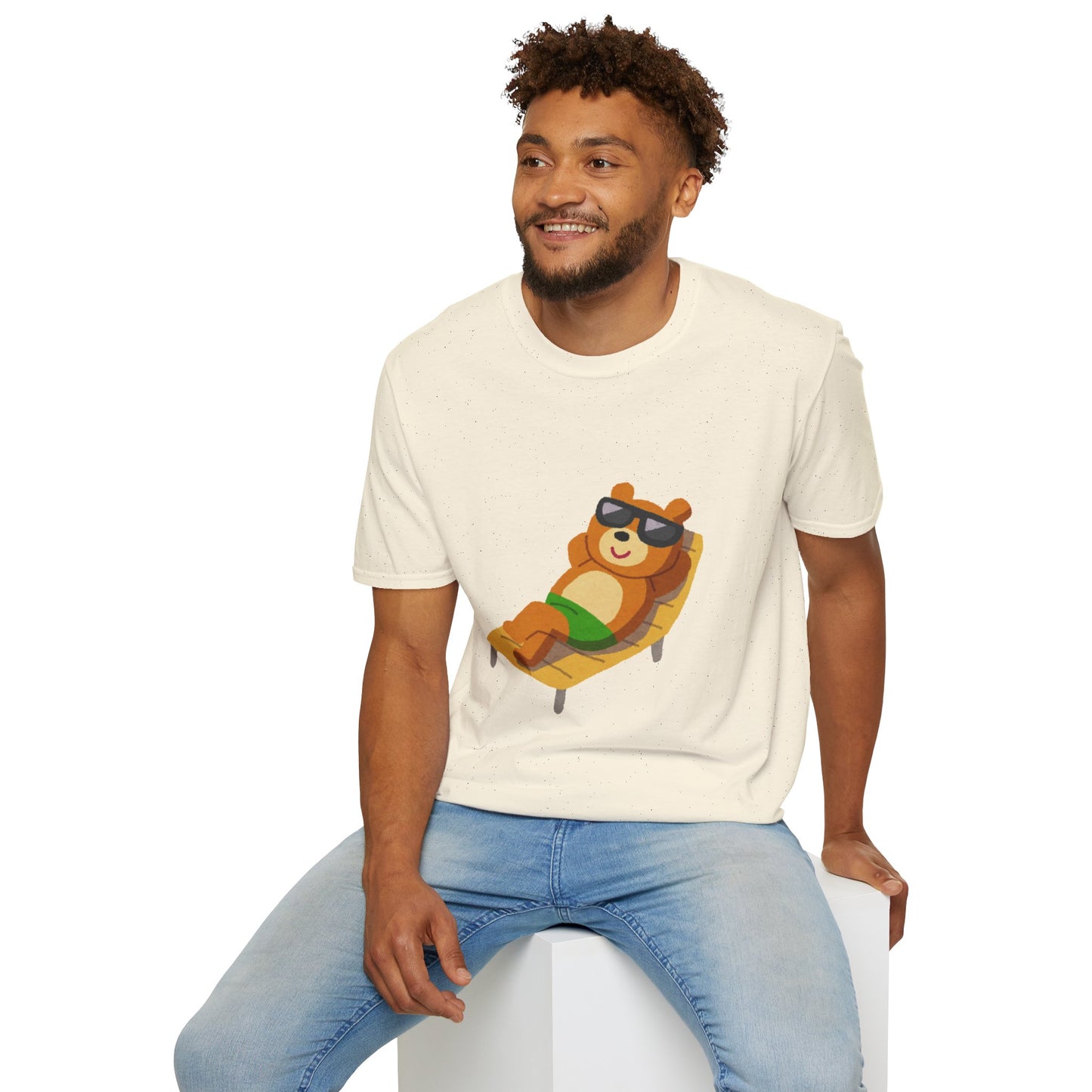 Chillin' Bear Unisex Softstyle T-Shirt | Relaxing Summer Tee, Cute Gift for Nature Lovers, Lazy Days, Beach Vibes, Fun Casual Wear
