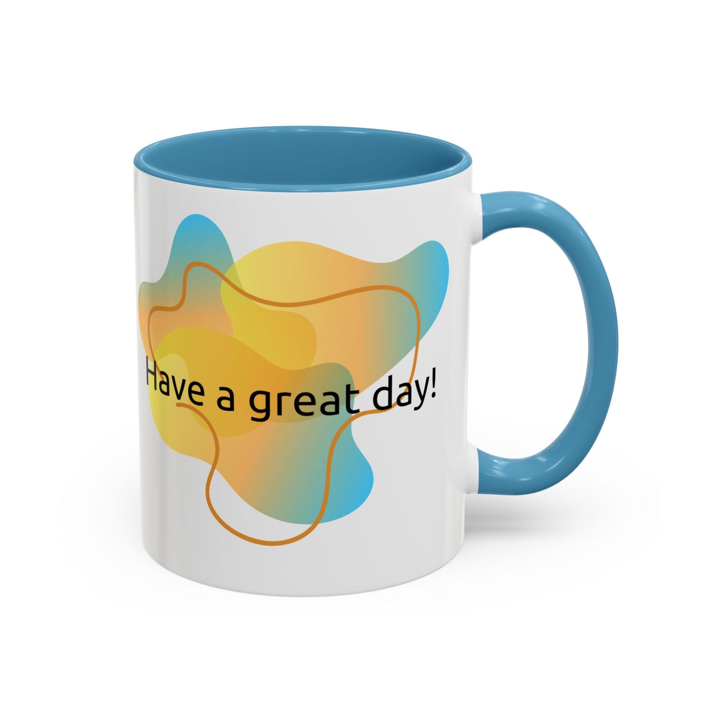 Mug - Have a Great Day Positive Message Abstract Digital Design Yellow and Blue