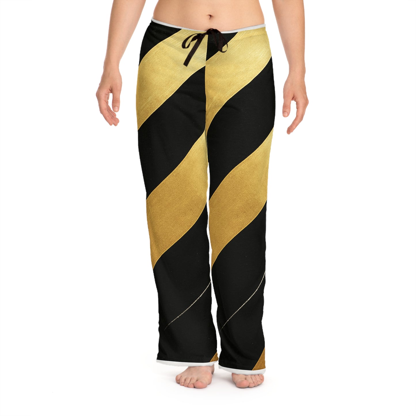 Black & Gold Striped Pajama Pants — Women's Cozy Sleepwear