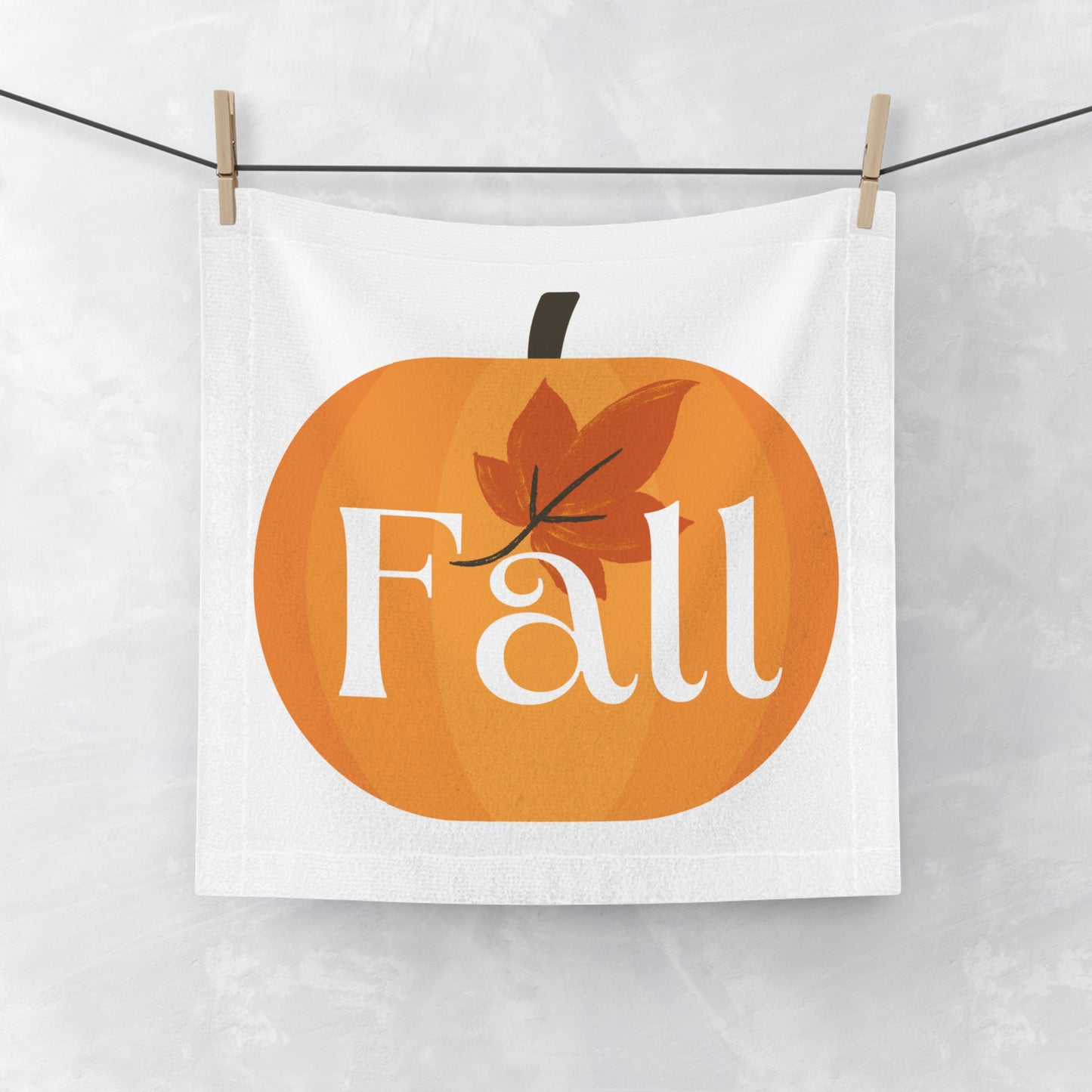 Fall-Themed Face Towel, Seasonal Bathroom Decor, Autumn Gift, Pumpkin Towel, Kitchen Towels, Cozy Home Accessory