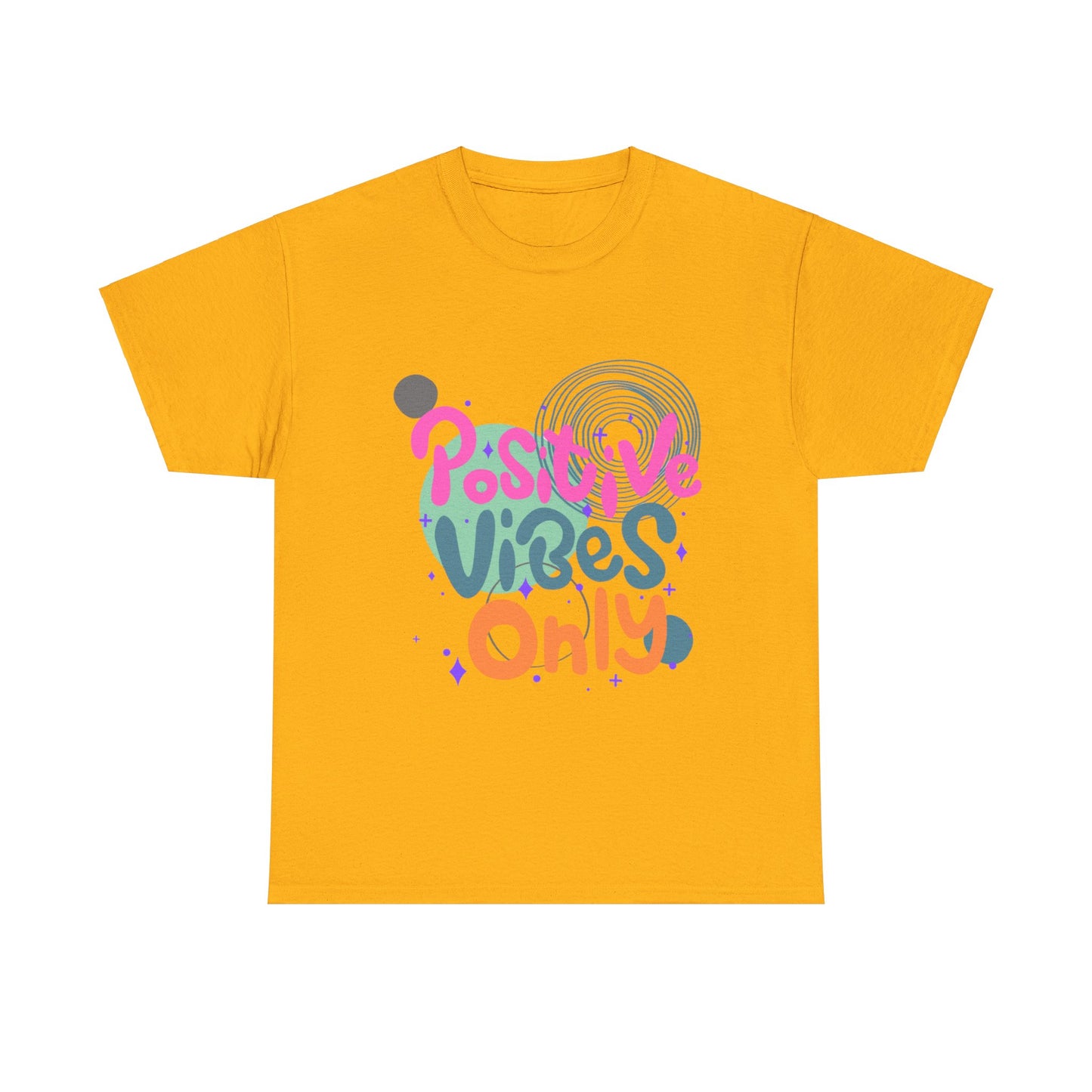 Graphic Tee - Colorful Abstract Shapes with Positive Vibes Quote