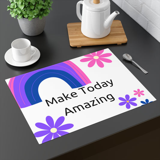 Make Today Amazing Colorful Placemat - Fun Rainbow & Floral Design