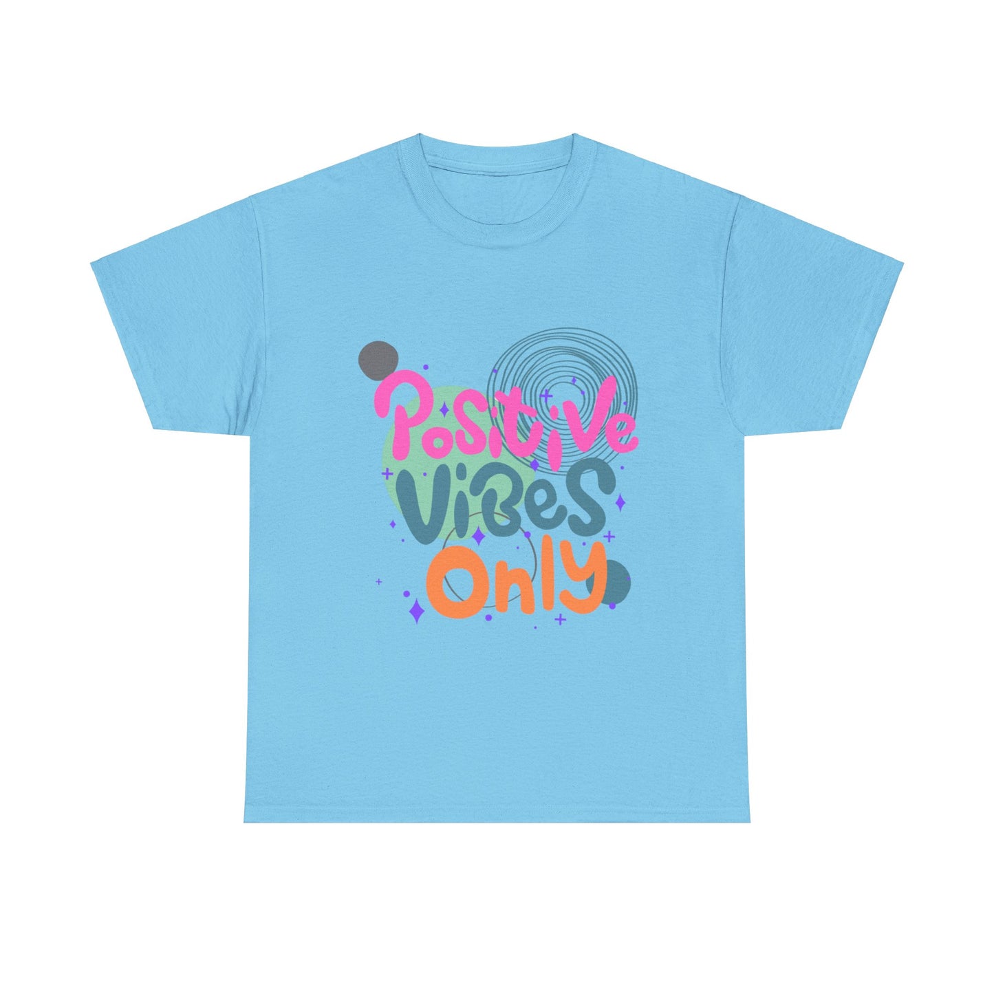 Graphic Tee - Colorful Abstract Shapes with Positive Vibes Quote