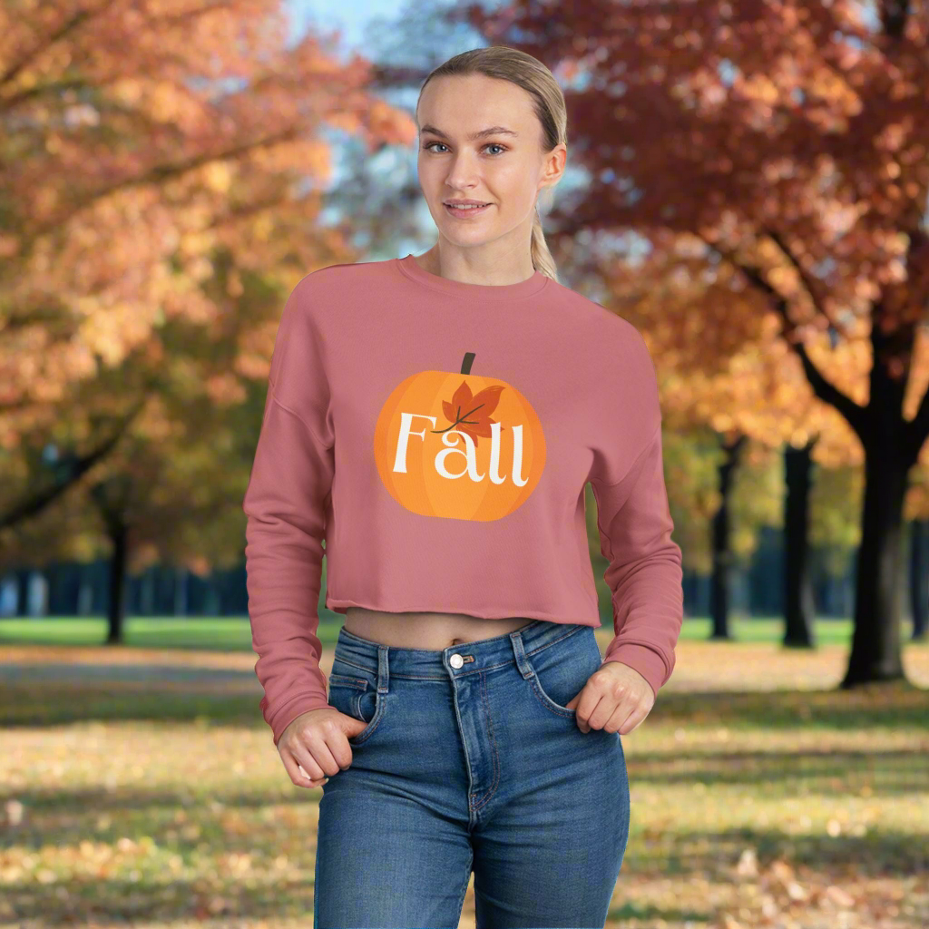 Fall Pumpkin Women's Cropped Sweatshirt, Cozy Sweatshirt, Autumn Fashion, Cute Fall Sweater, Seasonal Apparel, Gift for Her