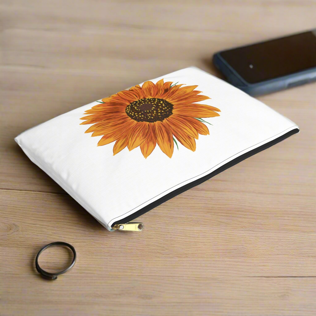 Sunflower Accessory Pouch | Floral Makeup Bag, Cute Organizer, Gift for Her, Travel Pouch, Sunflower Lover