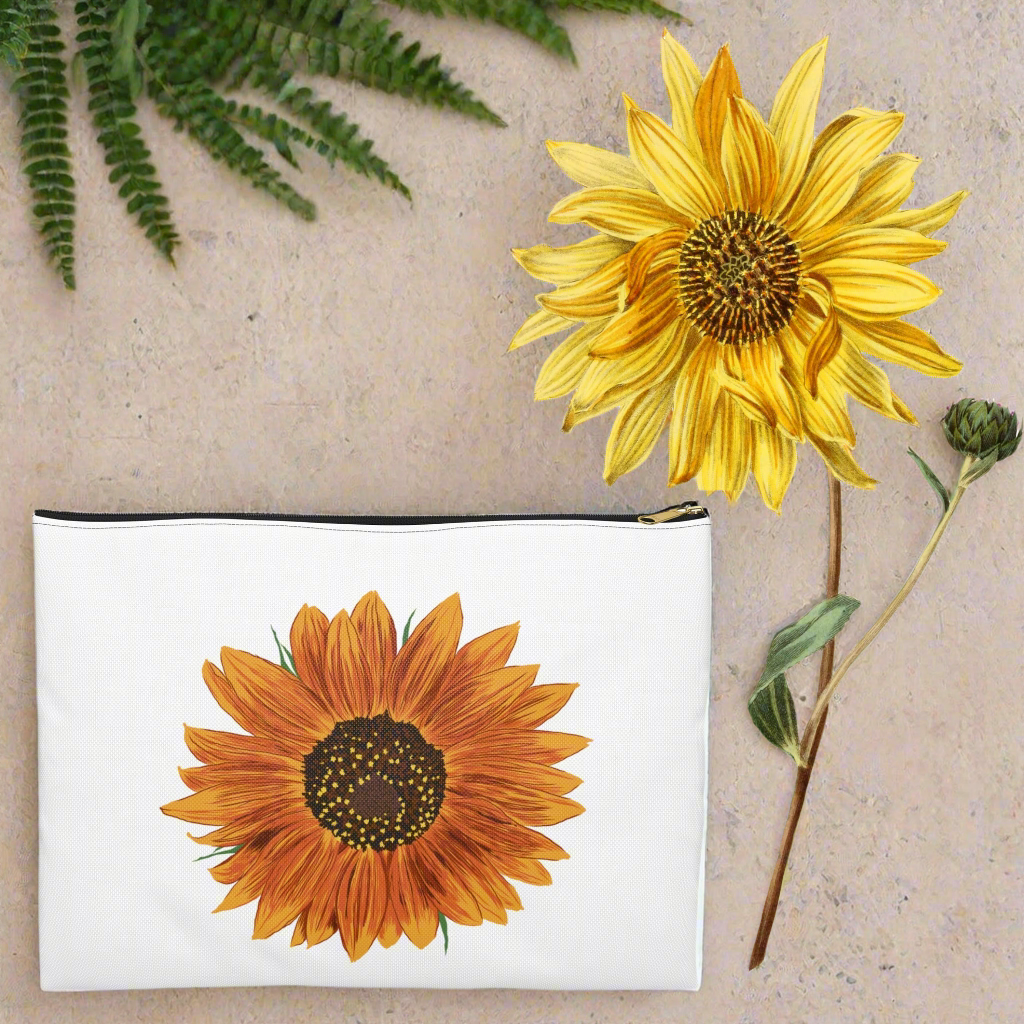 Sunflower Accessory Pouch | Floral Makeup Bag, Cute Organizer, Gift for Her, Travel Pouch, Sunflower Lover