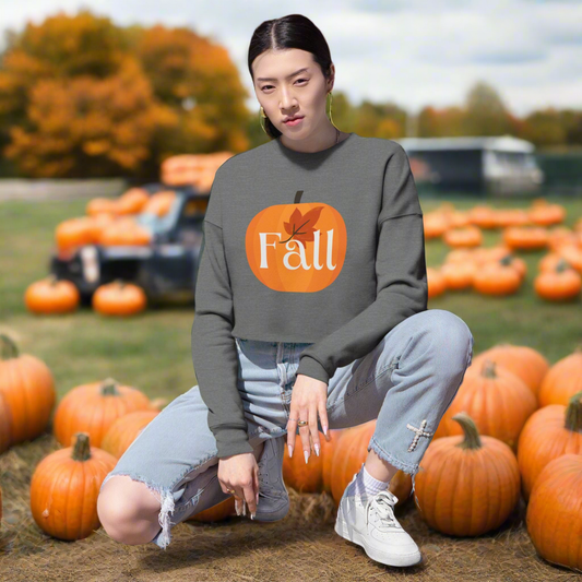 Fall Pumpkin Women's Cropped Sweatshirt, Cozy Sweatshirt, Autumn Fashion, Cute Fall Sweater, Seasonal Apparel, Gift for Her